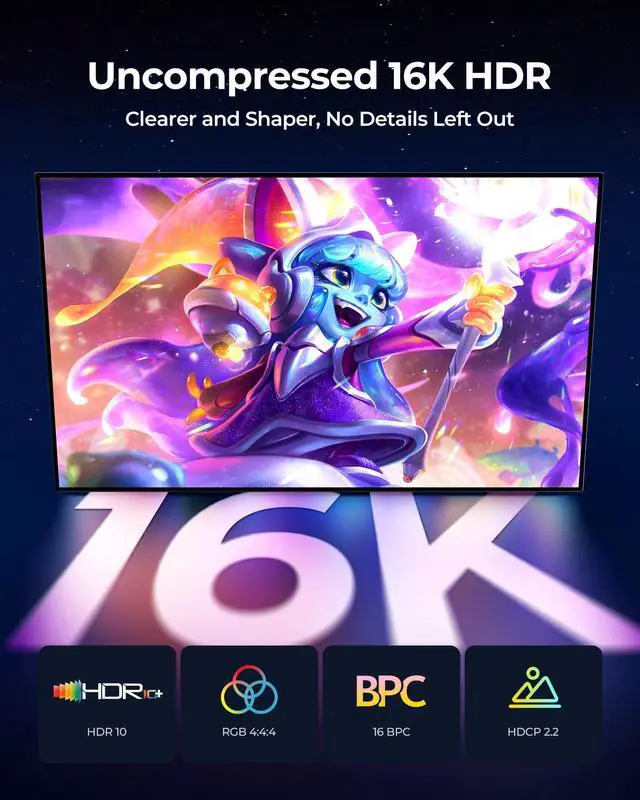 Alt view image 4 of 5 - Silkland 16K Mini DisplayPort to DisplayPort 2.1 Cable, 16K@60Hz, 8K@120Hz, 4K@240Hz HDR, DSC1.2a, G-Sync FreeSync, Mini DP [Thunderbolt 2] for Gaming Laptop, MacBook, iMac, Monitor, 10FT