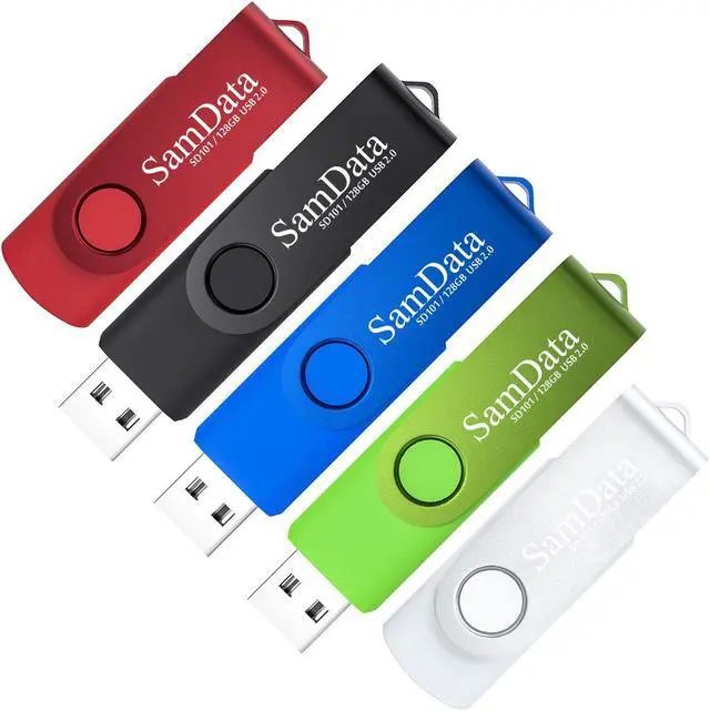 Main image of SamData 128GB USB Flash Drives 5 Pack 128GB Thumb Drives Memory Stick Jump Drive with LED Light for Storage and Backup (5 Colors: Black Blue Green Red Silver)