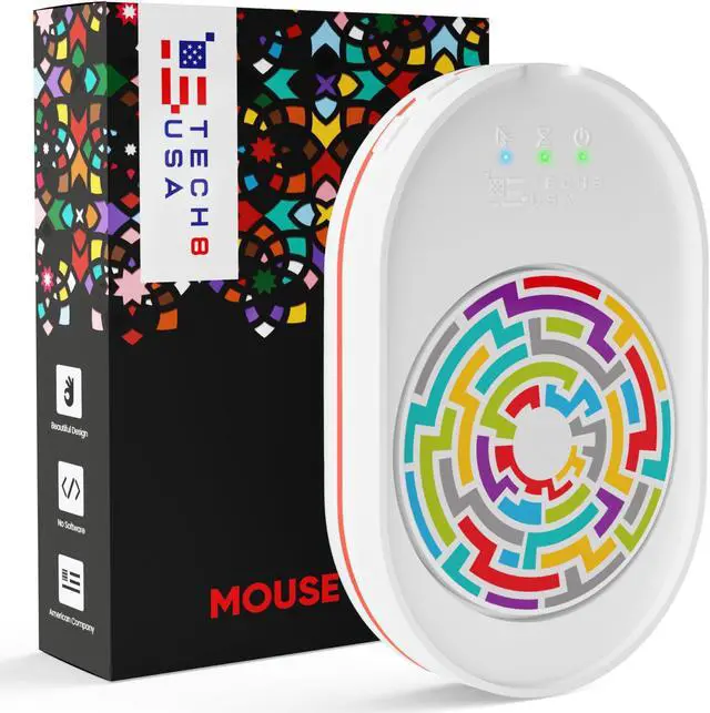 Main image of Tech8 USA Mouse Mover Device, Undetectable Mouse Jiggler for Laptops, PC, No Software, Random Movement, Patented, Designed, Engineered, Packaged in USA - 3D Hologram Glass