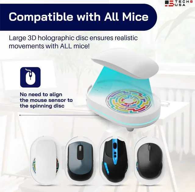 Alt view image 5 of 5 - Tech8 USA Mouse Mover Device, Undetectable Mouse Jiggler for Laptops, PC, No Software, Random Movement, Patented, Designed, Engineered, Packaged in USA - 3D Hologram Glass