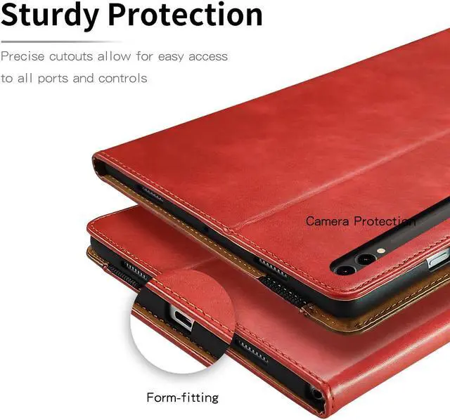 Alt view image 4 of 5 - TIPOYOROO Case for Samsung Galaxy Tab S9 Ultra 2023/ Tab S8 Ultra 2022 14.6 inch, Business PU Leather with Card Slot Pen Holder Multi-Angle Stand for Model SM-X900/X906 - Red