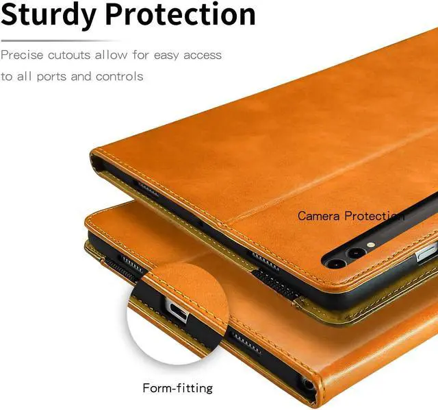 Alt view image 4 of 5 - TIPOYOROO Case for Samsung Galaxy Tab S9 Ultra 2023/ Tab S8 Ultra 2022 14.6 inch, Business PU Leather with Card Slot Pen Holder Multi-Angle Stand for Model SM-X900/X906 - Orange