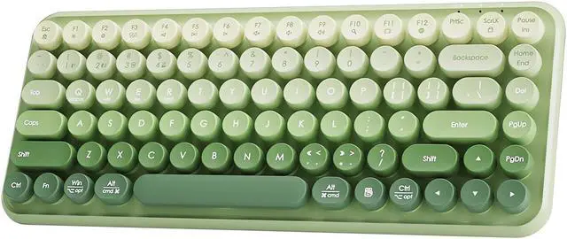 Main image of TISHLED Typewriter Keyboard Wireless 2.4GHz/Bluetooth/USB-C Wired Rechargeable Membrane Gaming Keyboard Linear Mechanical-Feel Switch Compact 85-Key Retro Round Keycaps for Multi-Device, Matcha Green