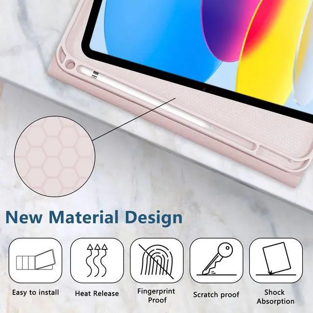 Alt view image 4 of 5 - TopPerfekt for Bluetooth Keyboard iPad 10th Gen 10.9 inch (2022) case (A16) 11th/10th Gen Case 11''(2025) Case with Screen Protector, Pencil Holder with 2 Pack 9H Hardness Tempered Glass - Pink Cow