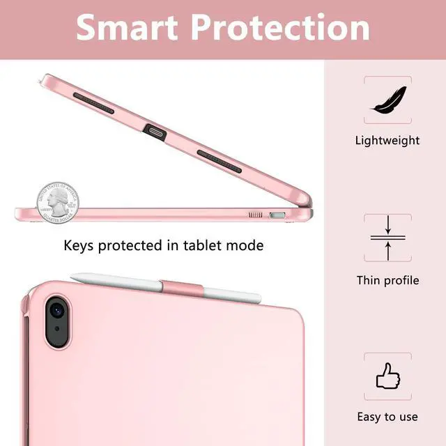 Alt view image 3 of 5 - TQQ Touch iPad 10th Generation Case with Keyboard (10.9", 2022) & iPad (A16) 11th Gen (11", 2025) - 360° Rotatable, Thin & Light, Multi-Touch Trackpad Compatible with 10.9 inch 10th Gen (Pink)