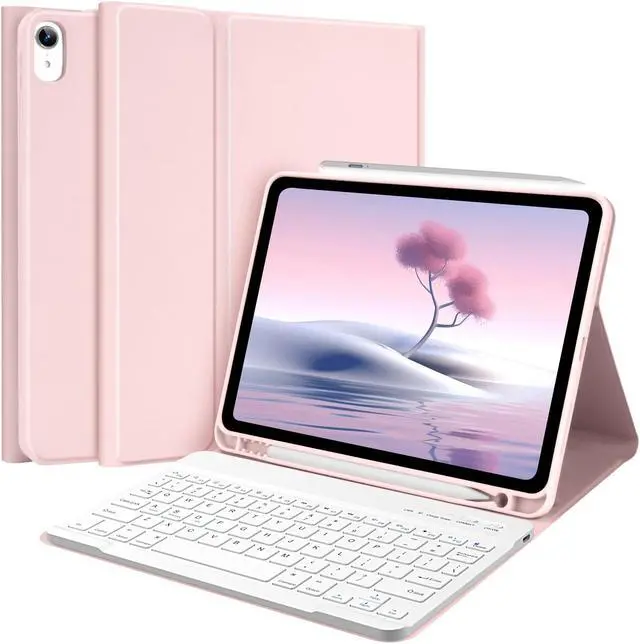 Main image of TQQ Keyboard Case for iPad Air 11-inch (M3 2025 / M2 2024) & Air 4th/5th Gen, Magnetic Wireless Detachable Keyboard, Stand Folio Cover with Pencil Holder, Thin & Light (Pink)
