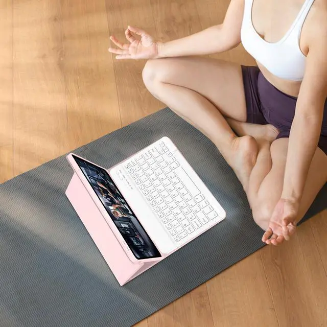 Alt view image 4 of 5 - TQQ Keyboard Case for iPad Air 11-inch (M3 2025 / M2 2024) & Air 4th/5th Gen, Magnetic Wireless Detachable Keyboard, Stand Folio Cover with Pencil Holder, Thin & Light (Pink)