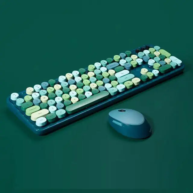 Alt view image 2 of 5 - 2.4G Full-Size Wireless Keyboard and Mouse Combo, TzBBL Colorful Computer Wireless Keyboard Mouse Combos 104 Key (Green-A)...