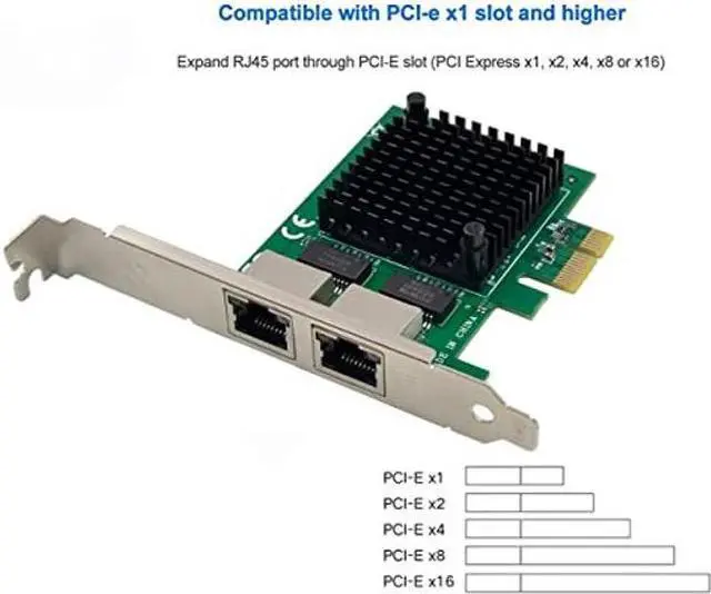 Alt view image 2 of 5 - Dual PCIe 3.1 2.5GBase-T Network Adapter with Intel I225-V 2500/1000/100Mbps PCI Express Gigabit Ethernet NIC Card RJ45 LAN Controller for Windows 10/11 with Low Profile Bracket