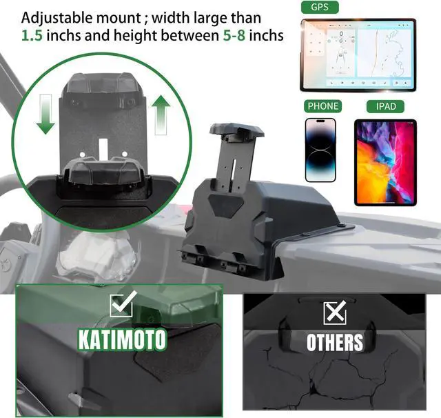 Alt view image 5 of 5 - UTVSXPERT Electric Device Tablet Holder for Polaris General 1000/XP 1000/4 2016-2025 Accessories, GPS Phone Mount with Storage Box Tablet Organizer Tray