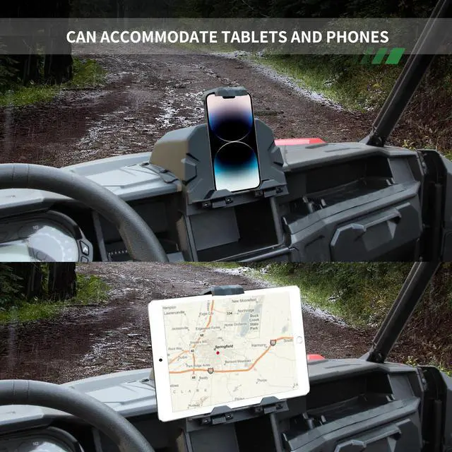 Alt view image 2 of 5 - UTVSXPERT Electric Device Tablet Holder for Polaris General 1000/XP 1000/4 2016-2025 Accessories, GPS Phone Mount with Storage Box Tablet Organizer Tray