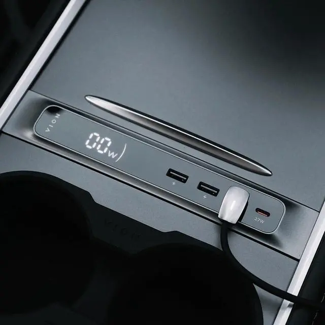 Main image of VION Model 3/Y Center Console Hub (Real-time Charging Data) - Fits 2024-2021 Model Y, 2023-2021 Model 3 - Display Turns on When Charging.