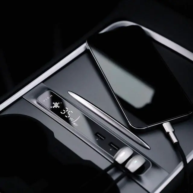 Alt view image 2 of 5 - VION Model 3/Y Center Console Hub (Real-time Charging Data) - Fits 2024-2021 Model Y, 2023-2021 Model 3 - Display Turns on When Charging.