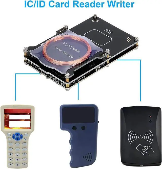 Alt view image 4 of 5 - NFC RFID Smart Card Reader Writer RFID Copier Duplicator ID Card Reader Writer 512kb Memory NFC Card Reader Kit (1 T5577 Card 3 UID Cards and 1 UID Key Fob)