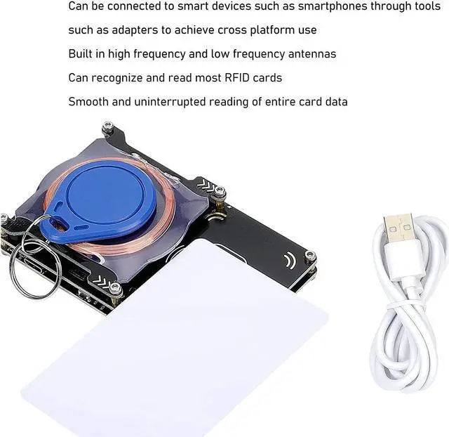 Alt view image 5 of 5 - NFC RFID Smart Card Reader Writer RFID Copier Duplicator ID Card Reader Writer 512kb Memory NFC Card Reader Kit (1 T5577 Card 3 UID Cards and 1 UID Key Fob)