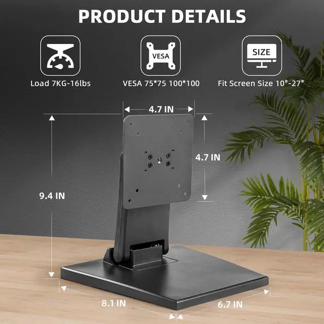 Alt view image 4 of 5 - WEARSON Lay Flat Monitor Stand - Foldable Low Profile Monitor Stands Compatible with VESA 75x75 and 100x100 Monitor Mounts WS-03A2