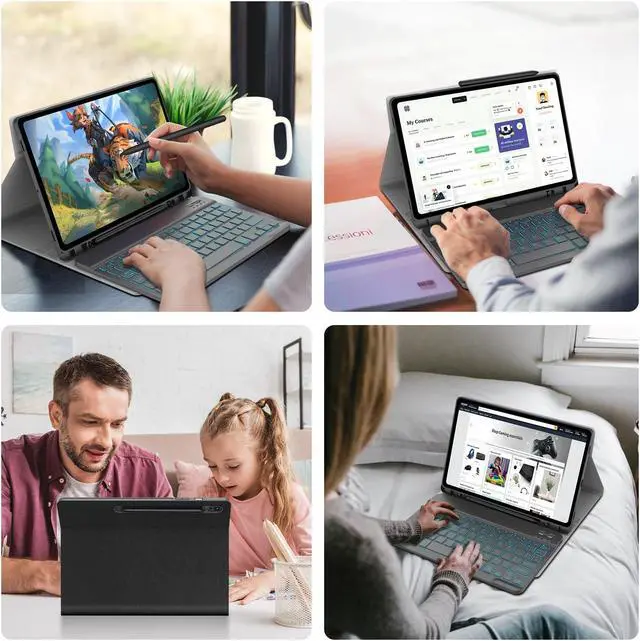 Alt view image 5 of 5 - Keyboard Case for Samsung Galaxy Tab S9 11" 2023/S9 FE 10.9"/S10 FE 10.9" 2025, 5G Galaxy Tab S9 Fe Case Cover with 7 Color Backlit Magnetic Detachable Wireless Bluetooth Keyboard Black