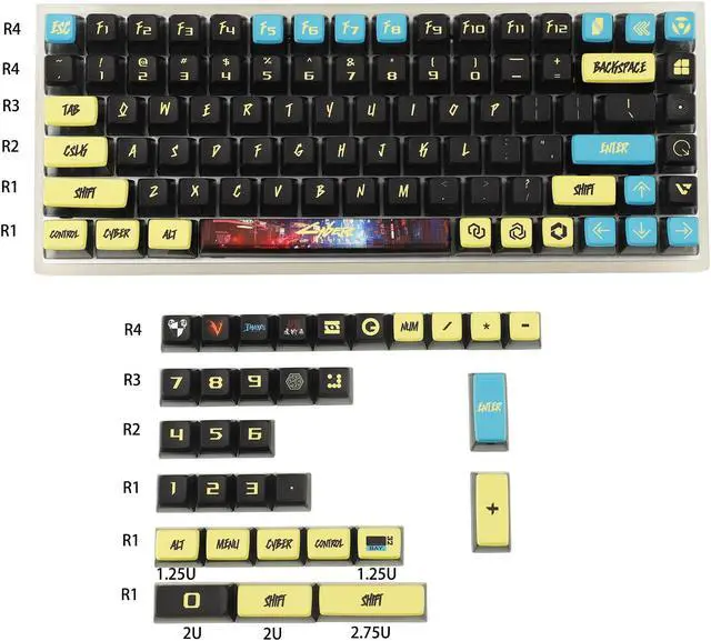 Alt view image 2 of 5 - YMDK 116 Key Punk Style PBT Pudding Backlit Smoky Keycaps ASA Profile for MX Mechanical Keyboard 104 96 87 84 68