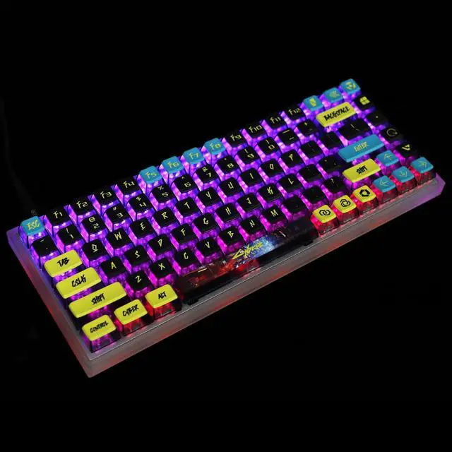 Alt view image 4 of 5 - YMDK 116 Key Punk Style PBT Pudding Backlit Smoky Keycaps ASA Profile for MX Mechanical Keyboard 104 96 87 84 68