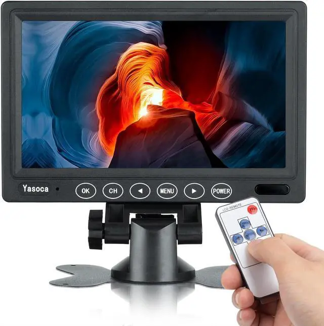 Alt view image 3 of 5 - Yasoca 7 inch Small HDMI Monitor 1024x600 Resolution Small 1080P Portable IPS Monitor with Remote Control with Built-in Speakers HDMI VGA Input for Gaming CCTV Security Raspberry Pi PC