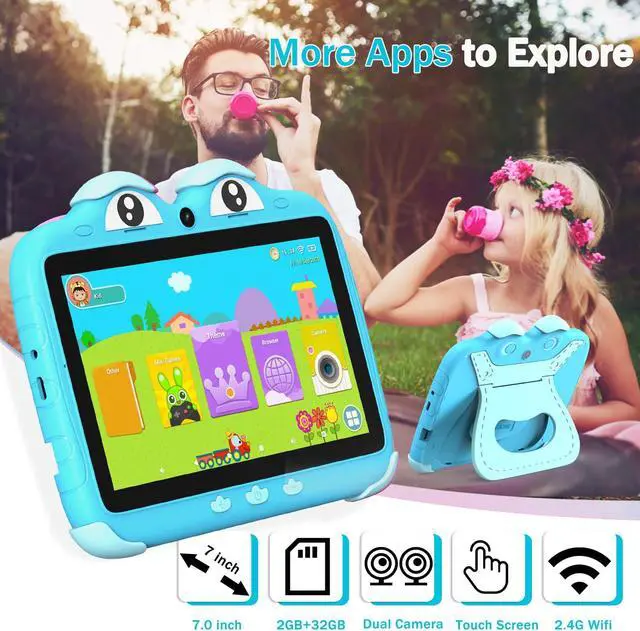 Alt view image 2 of 5 - YINOCHE Kids Tablet for Kids 3-7 7'' Toddler Tablet for Toddlers Android Kids Tablets 32G Tablets for Kids WiFi Children's Tablet with Parental Control Shockproof Case Support YouTube Netflix (Blue)