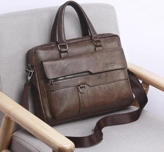 Alt view image 2 of 4 - YY GEWETAO Mens Messenger Bag Leather 15.6 Inches Laptop Briefcase Large Laptop Bag Satchel Crossbody Bag