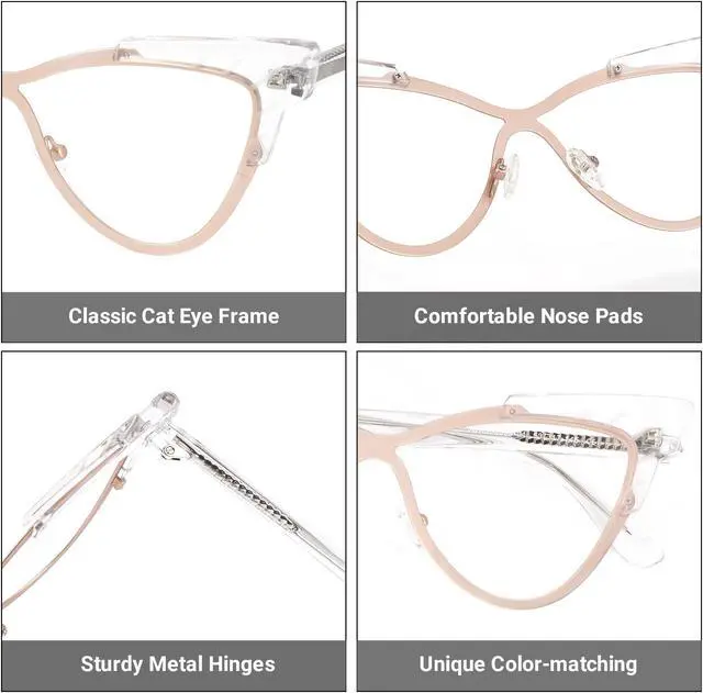 Alt view image 3 of 5 - Zeelool Oversized Cat Eye Blue Light Glasses for Women Stylish Eyewear Glasses 100% UV400 Protection JGX558394-01 Transparent