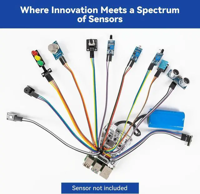 Alt view image 5 of 5 - SunFounder Robot HAT Expansion Board Designed for Raspberry Pi 4/3B+/3B/Zero W Robot, IoT, Sensors, Motors, Servos Driver, Inclulded Rechargeable Battery, 5V2A, Speaker, ADC, PWM, IIC, UART, SPI