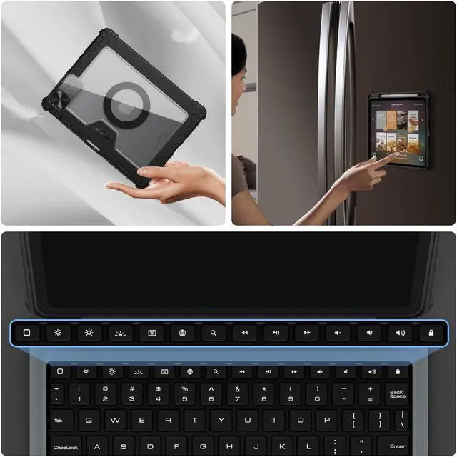 Alt view image 4 of 5 - Nillkin for iPad Air 11-inch (M2/M3) 2024/2025 New ipad air Keyboard and Magnetic Stand Case for iPad Air 5, iPad Air 10.9 Keyboard Case, Detachable Backlit Keyboard,Trackpad for iPad Pro 11
