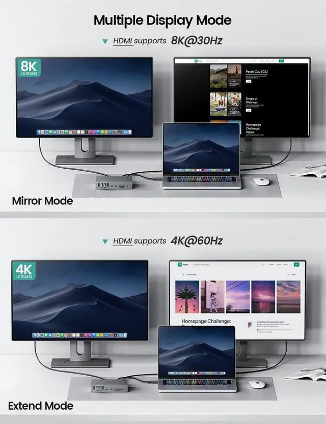 Alt view image 3 of 5 - Yottamaster 40Gbps USB C Docking Station Compatible with Thunderbolt 3, 15 in 1 USB C Dock for Dual Monitor, DisplayPort, 60W PD, S/PDIF, Audio, 6 USB Ports, Ethernet, SD/TF Card Reader [DS06G]
