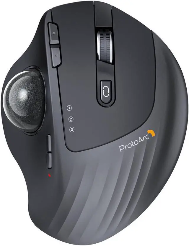 Main image of ProtoArc Wireless Trackball Mouse, EM01 NL Ergonomic Bluetooth Rollerball Thumb Rechargeable Computer Laptop Mouse, Adjustable Angle & 3 Device Connection for PC, Mac, Windows-Gray Ball