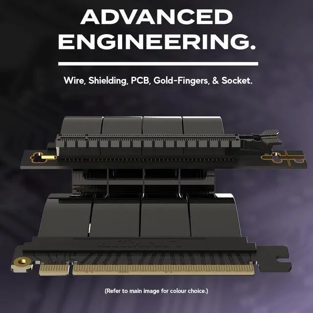 Alt view image 3 of 5 - LINKUP PCIE 5.0 Riser Cable | for Vertical GPU Mount | Right Angle | Graphics Card GPU Ready | Usable with PCIe 4.0 & RX9070/ RTX5090 | 25cm (Total Length: 29cm)