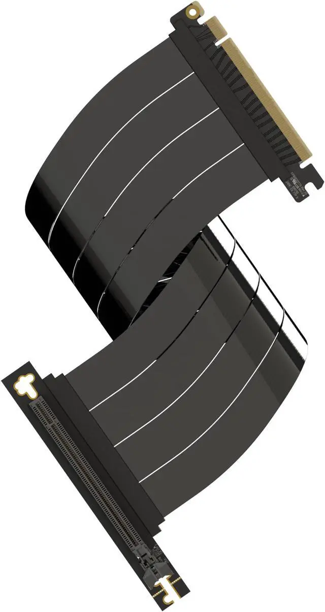 Main image of LINKUP - AVA5 PCIE 5.0 Riser Cable [40cm (Total Length 44cm)] RTX5090 RX9070 GPU Ready | x16 128GB/s Speed | Compatible with PCIe 4.0 & WRX80/WRX90E | Right Angle, Black