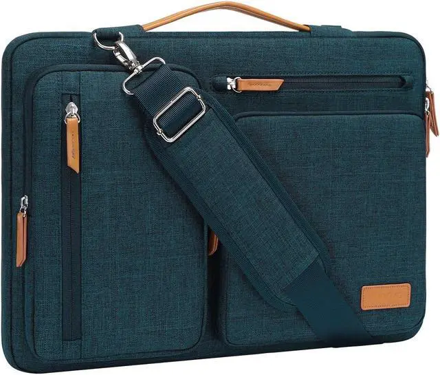 Main image of MOSISO 360 Protective Laptop Shoulder Bag,14 inch Computer Bag Compatible with MacBook Air 15 inch M3 A3114 M2 A2941/Pro A1990 A1707,Side Open Messenger Bag with 4 Zipper Pockets&Handle, Teal Green