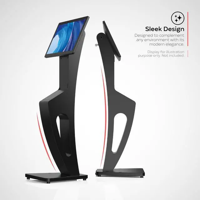 Alt view image 2 of 5 - Sleek Floor Stand Kiosk for Monitors - CTA Sleek Floor Kiosk Stand with Printer Slot for Monitors 15" to 32" up to 60lbs - for Check-in Stations & POS Stations & More - Black (ADD-LDSLEEK)