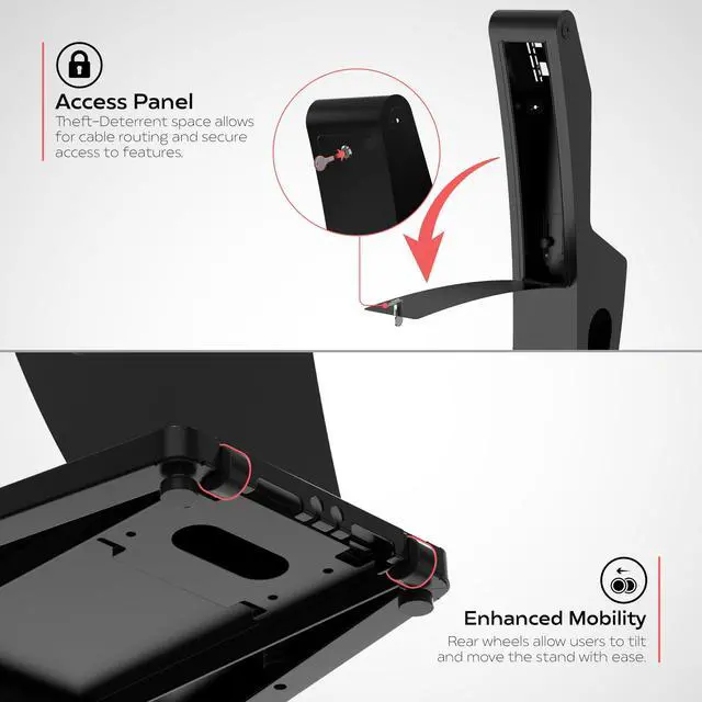 Alt view image 4 of 5 - Sleek Floor Stand Kiosk for Monitors - CTA Sleek Floor Kiosk Stand with Printer Slot for Monitors 15" to 32" up to 60lbs - for Check-in Stations & POS Stations & More - Black (ADD-LDSLEEK)