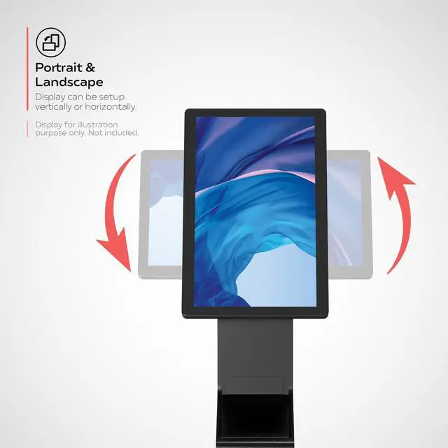 Alt view image 5 of 5 - Sleek Floor Stand Kiosk for Monitors - CTA Sleek Floor Kiosk Stand with Printer Slot for Monitors 15" to 32" up to 60lbs - for Check-in Stations & POS Stations & More - Black (ADD-LDSLEEK)