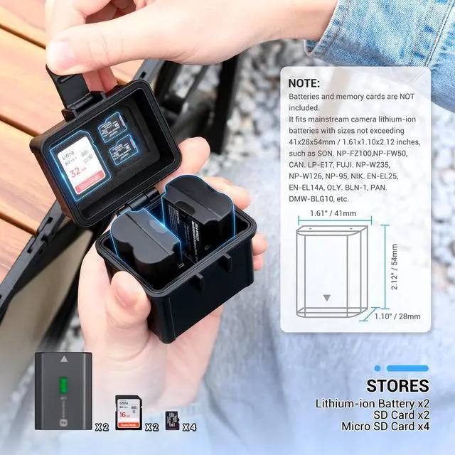 Alt view image 2 of 5 - JJC Compact DSLR Battery Case + High CAPACITY DSLR Battery Case