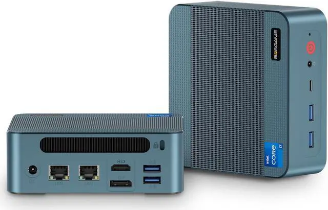 Main image of BOSGAME Mini PC P2, Intel i7 12700H(14C/20T, up to 4.7GHz) Mini Computers 32GB Duan Channel DDR4 512GB m.2 NVMe SSD, Dual LAN Ports, Triple Display, WiFi 6E, Bluetooth 5.2