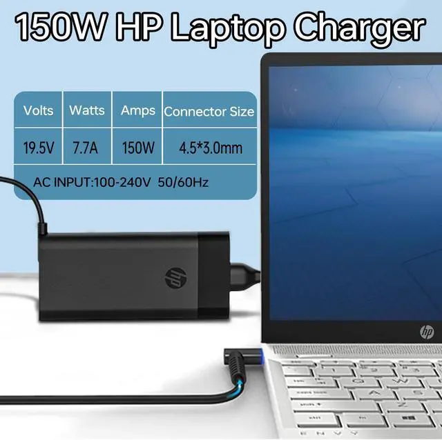 Alt view image 4 of 5 - Original 150W AC Charger Fit for HP Zbook 15 16 17 15 15v G3 G4 G5 G6 G7 G8 G9 ZBook Studio G3 G4 G5 G6 G7 G8 OMEN by 15 17 Pavilion Gaming 15 17 TPN-CA11 TPN-DA09 Laptop Power Supply Adapter