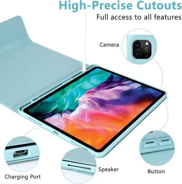 Alt view image 5 of 5 - aMZCaSE for iPad Air 13 inch M2 Pro 12.9 Case with Keyboard Fit for iPad Pro 2022 6th/2021 5th Gen,Bluetooth Wireless Magnetic Detachable Keyboard and Pencil Holder for iPad pro 12.9,Lake Blue