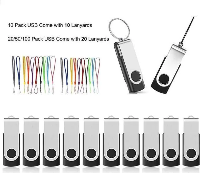 Alt view image 2 of 5 - AreTop 50-Pack Flash Drive 512MB Bulk Thumb Drives USB 2.0 Metal Memory Sticks with Lanyard,Portable Keychain Jump Drive Multipack for Date Storage at Home & The Office Black