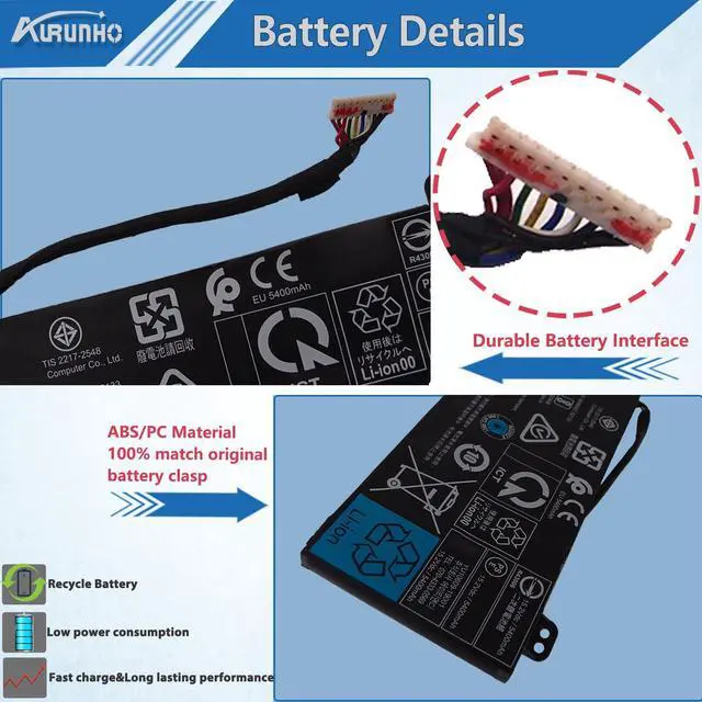 Alt view image 3 of 5 - AURUNHO AP18JHQ Laptop Battery Replacement for ConceptD 7 CN715-71 Predator Triton 500 PT515 PT515-51 PT515-52 KT.00408.001 4ICP8/35/142 15.2V 84.36Wh