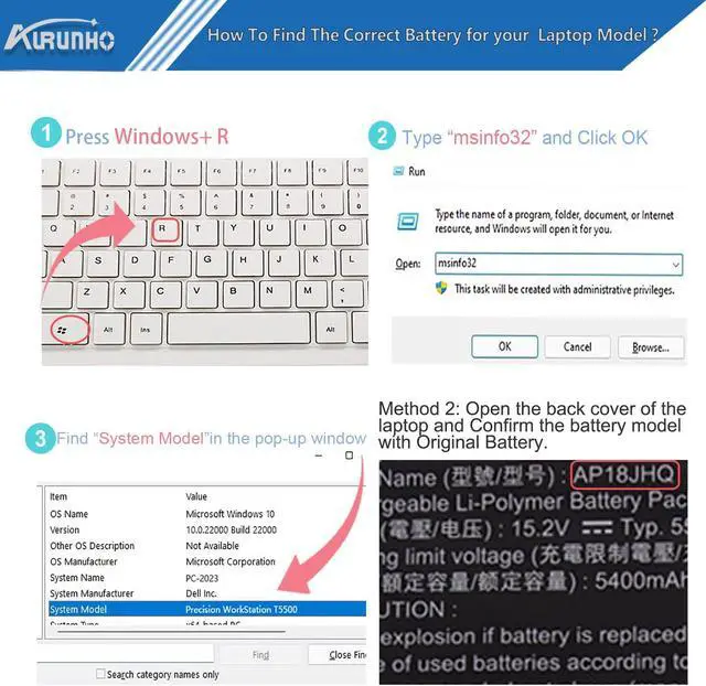 Alt view image 4 of 5 - AURUNHO AP18JHQ Laptop Battery Replacement for ConceptD 7 CN715-71 Predator Triton 500 PT515 PT515-51 PT515-52 KT.00408.001 4ICP8/35/142 15.2V 84.36Wh