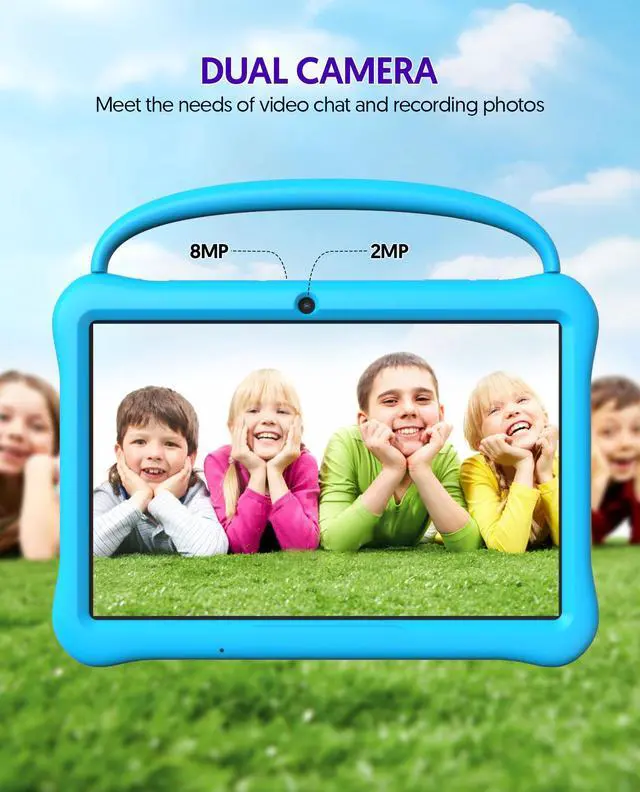 Alt view image 4 of 5 - BAKEN Android 13 Kids Tablet, 10.1 Inch Tablet for Kids, 2GB RAM 64GB ROM, Toddler Tablet with Bluetooth, WiFi, Parental Control, Dual Camera, Pre-Installed APPs, Games, Learning Educational (Blue)