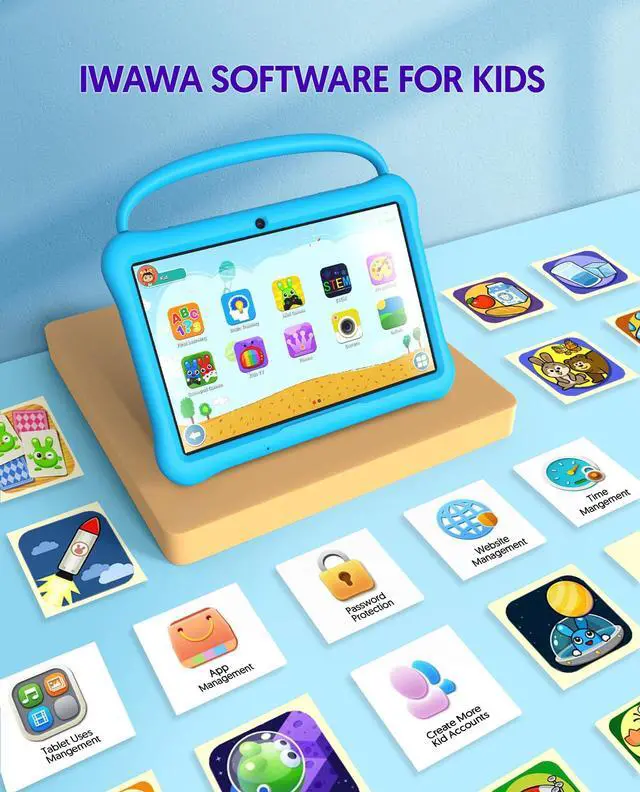 Alt view image 5 of 5 - BAKEN Android 13 Kids Tablet, 10.1 Inch Tablet for Kids, 2GB RAM 64GB ROM, Toddler Tablet with Bluetooth, WiFi, Parental Control, Dual Camera, Pre-Installed APPs, Games, Learning Educational (Blue)