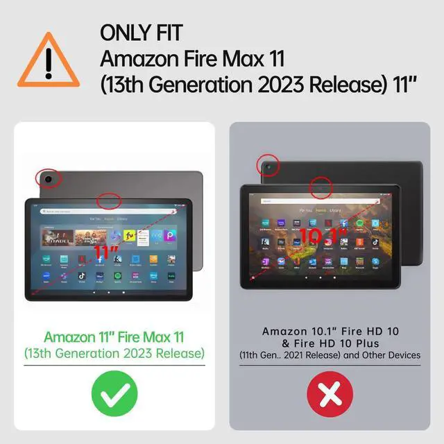 Alt view image 2 of 5 - BRAECNstock for Amazon Fire Max 11 Tablet Case (13th Generation, 2023 Release) 11'' Protective Case with [Rotating Hand Strap] & Stand, Pen Holder, Compatible with Type Cover Keyboard, Black