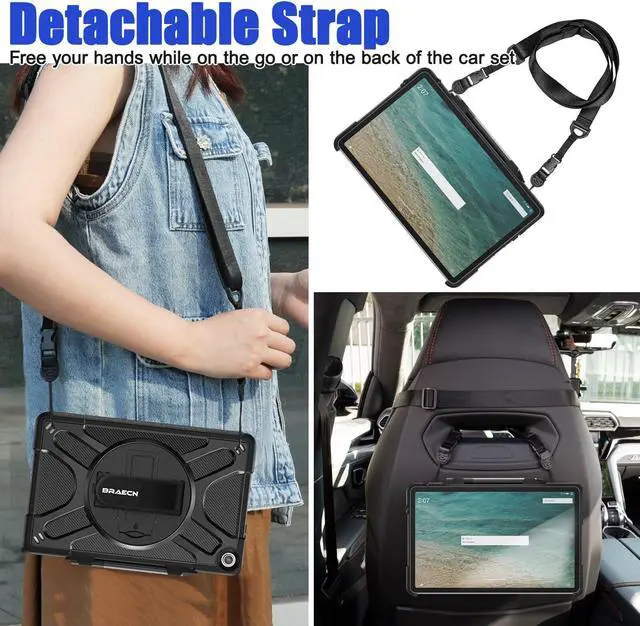 Alt view image 5 of 5 - BRAECNstock for Amazon Fire Max 11 Tablet Case (13th Generation, 2023 Release) 11'' Protective Case with [Rotating Hand Strap] & Stand, Pen Holder, Compatible with Type Cover Keyboard, Black