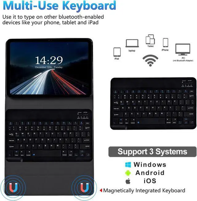 Alt view image 4 of 5 - BREIDMKFM Keyboard Case for Kindle Fire HD 10 & 10 Plus Tablet (13th/11th Gen, 2023/2021 Release) 10.1", Smart Tablet Cover with Detachable Wireless Bluetooth Keyboard, American Flag Eagle