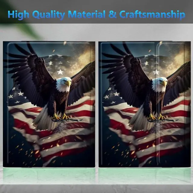 Alt view image 5 of 5 - BREIDMKFM Keyboard Case for Kindle Fire HD 10 & 10 Plus Tablet (13th/11th Gen, 2023/2021 Release) 10.1", Smart Tablet Cover with Detachable Wireless Bluetooth Keyboard, American Flag Eagle